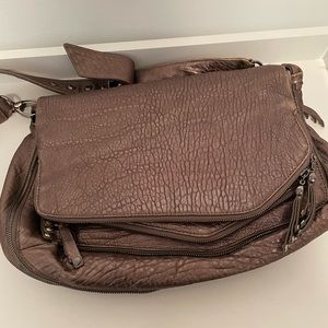 Gorgeous Grey Metallic Henri Bendel Messenger Bag.